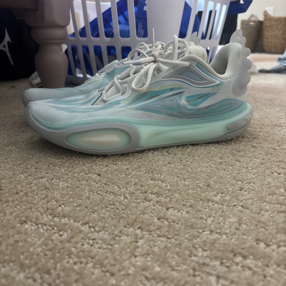 Women's Athletic Shoes in White and Blue